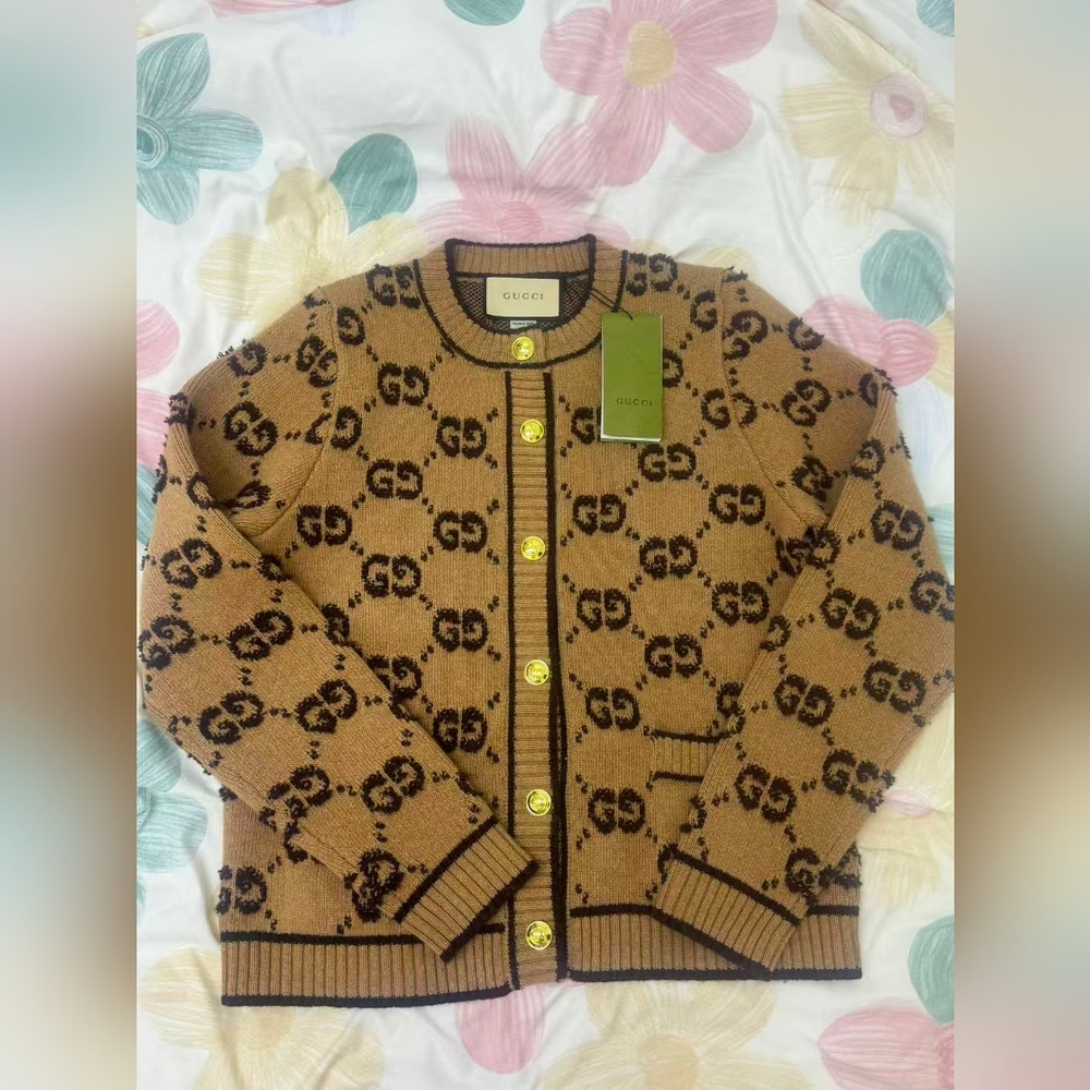 Gucci GG Jacquard Wool Cardigan